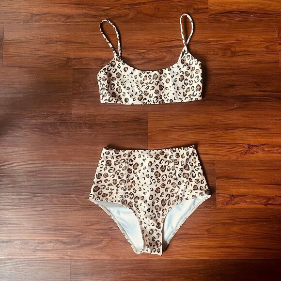 REFORMATION Malibu Leopard High-waisted Bikini Swimsuit Set XS / Small - Picture 2 of 9